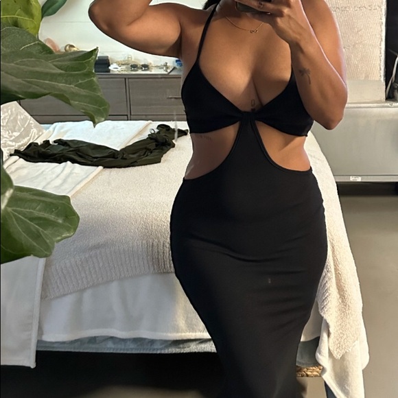 New Summer Cut Out V Neck Sleeveless Split Hem Cami Bodycon Dress - Picture 2 of 6